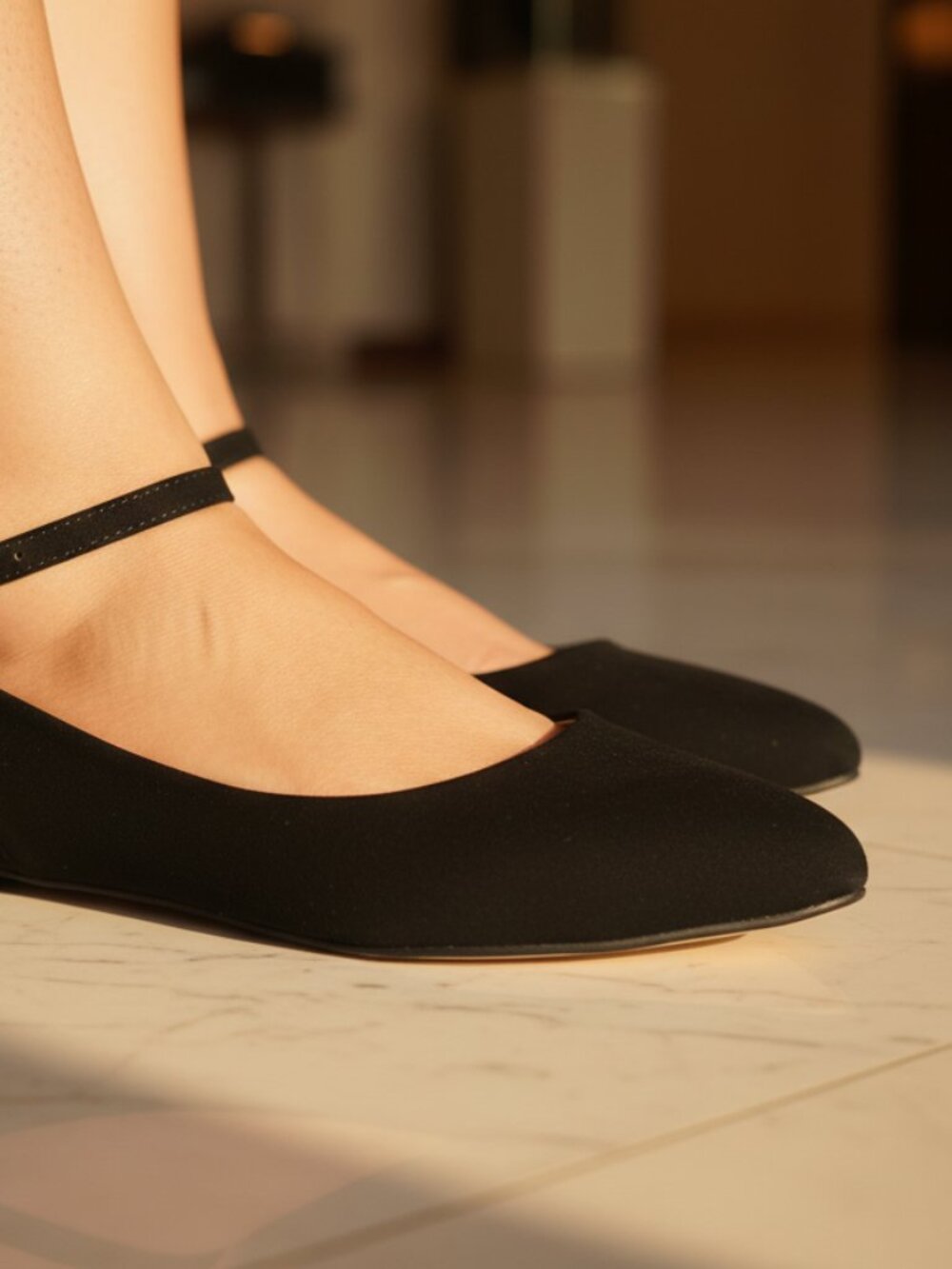NWT Pazzle Black Ankle Strap Pointed Toe Ballet Flats - Picture 9 of 11